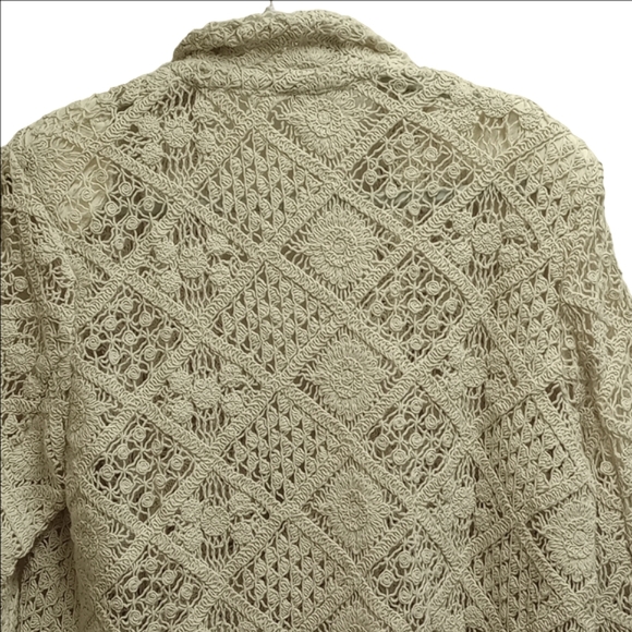 MISS ME CROCHET LACE BOHO WESTERN CREAM JACKET BLAZER - Picture 10 of 12